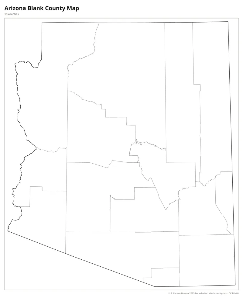 Blank outline map of Arizona counties