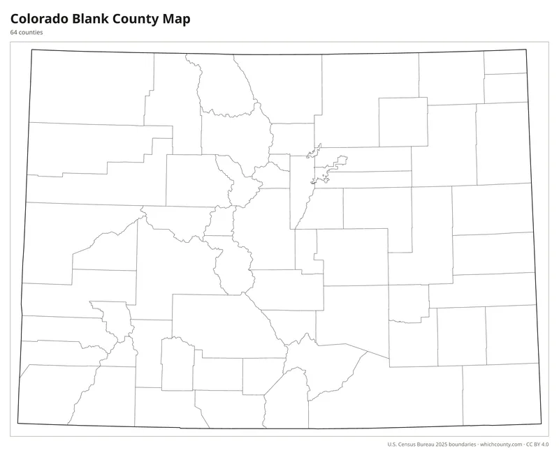 Blank outline map of Colorado counties