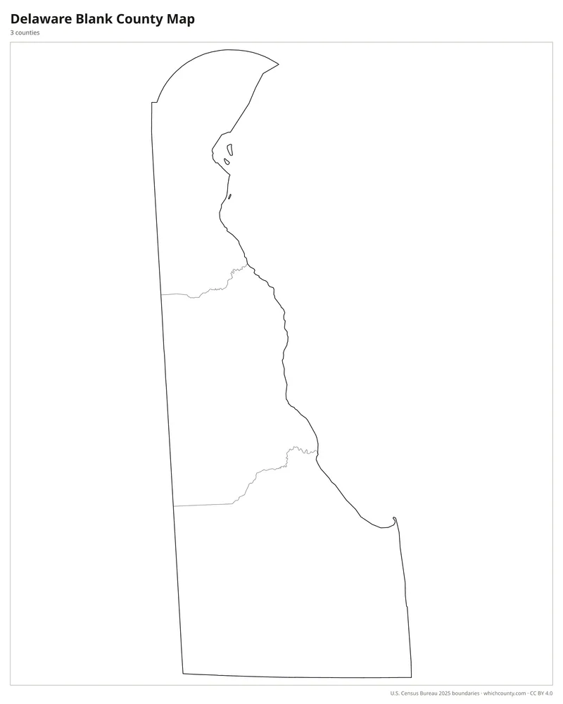 Blank outline map of Delaware counties