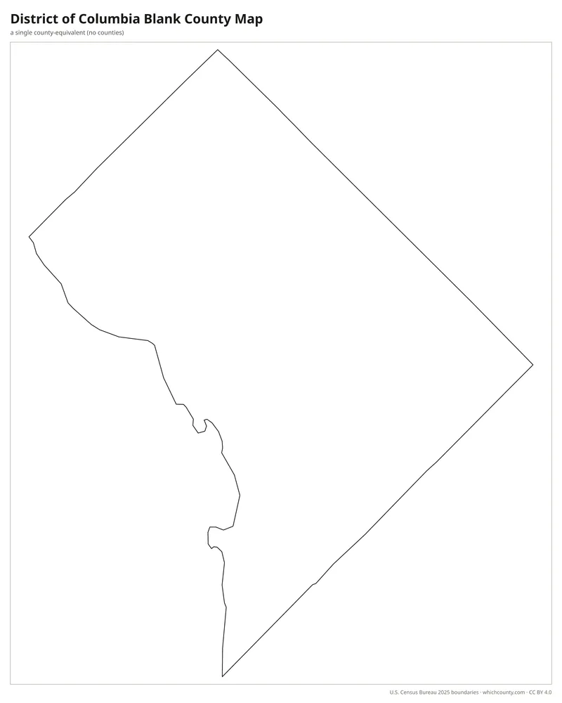 Blank outline map of District of Columbia county-equivalent