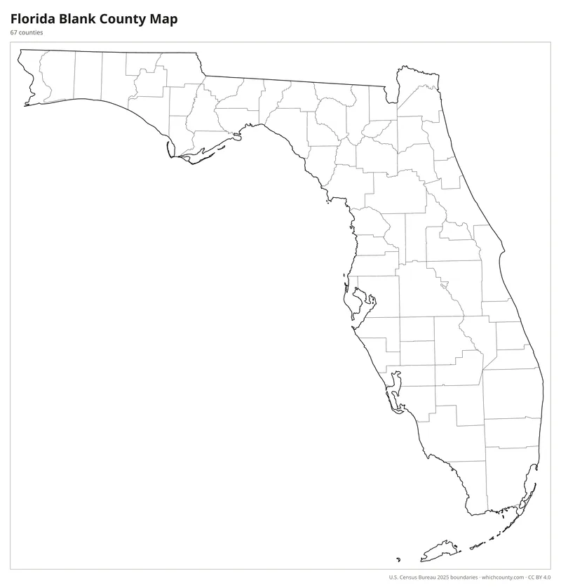 Blank outline map of Florida counties