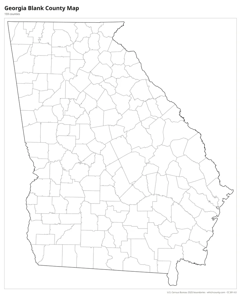 Blank outline map of Georgia counties