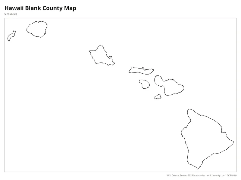 Blank outline map of Hawaii counties