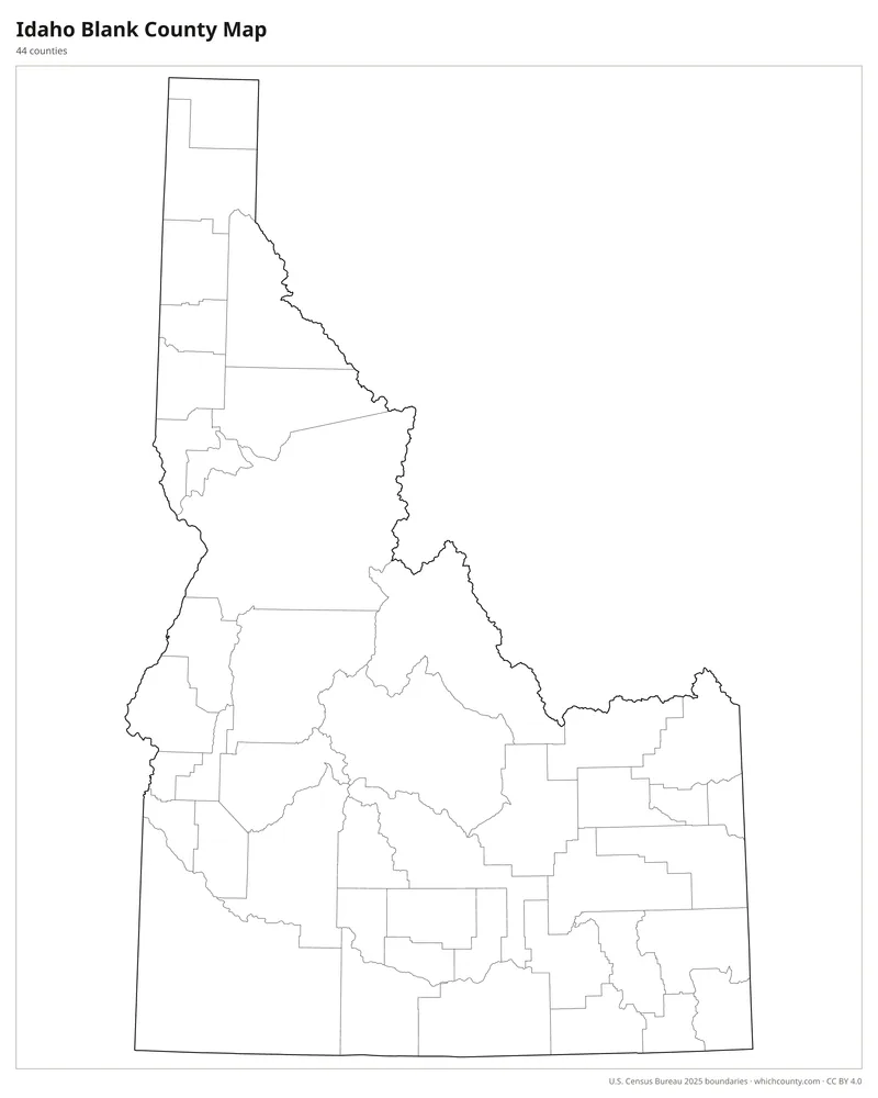 Blank outline map of Idaho counties
