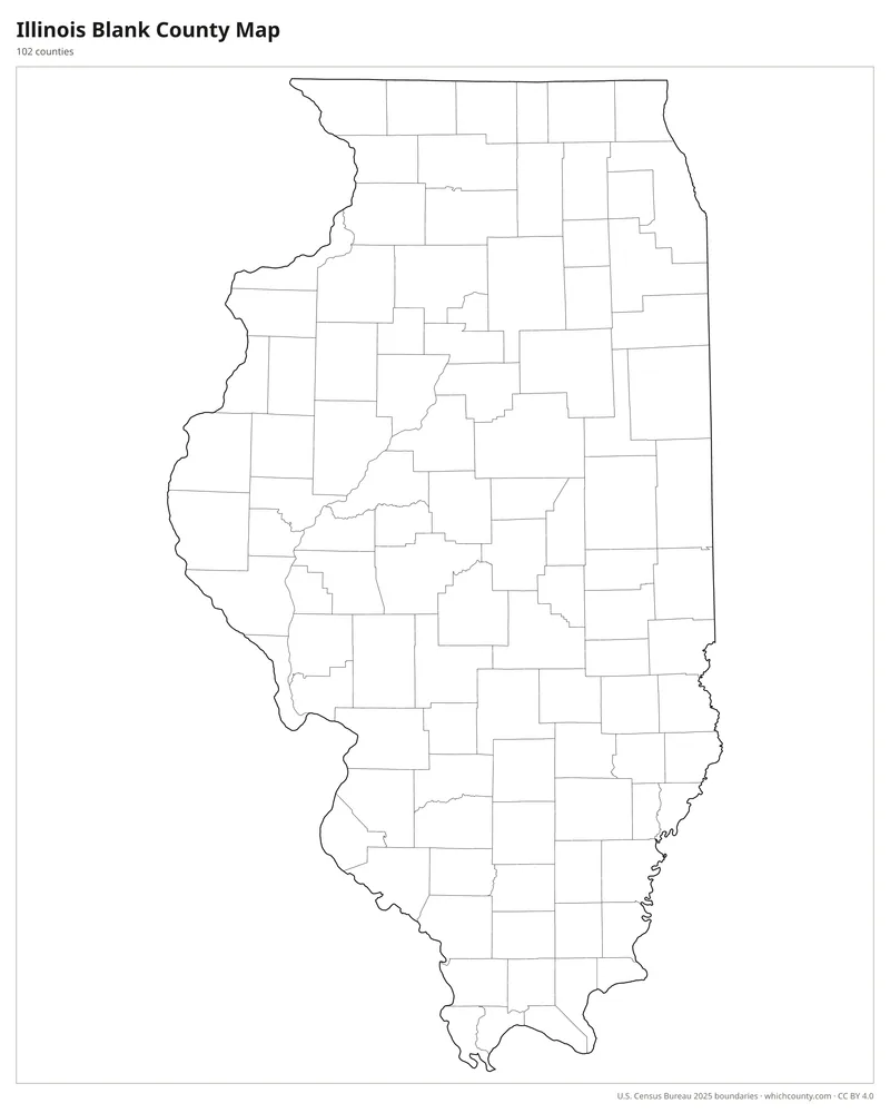 Blank outline map of Illinois counties