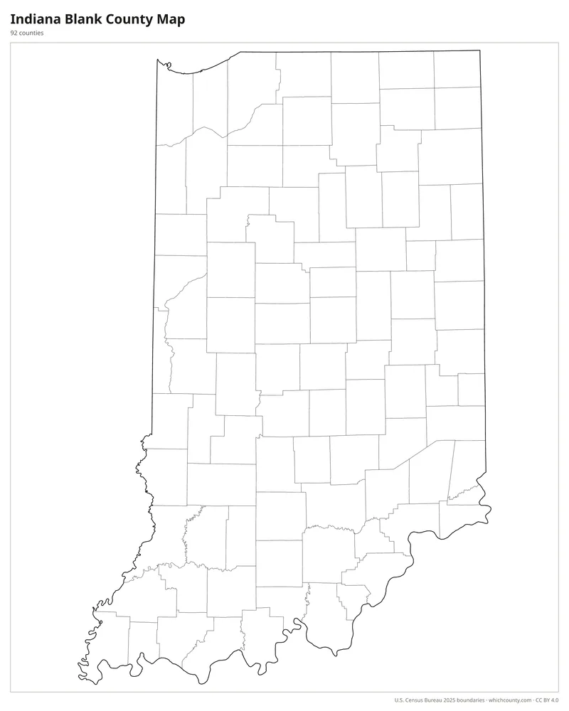 Blank outline map of Indiana counties