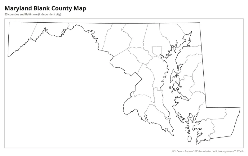 Blank outline map of Maryland counties