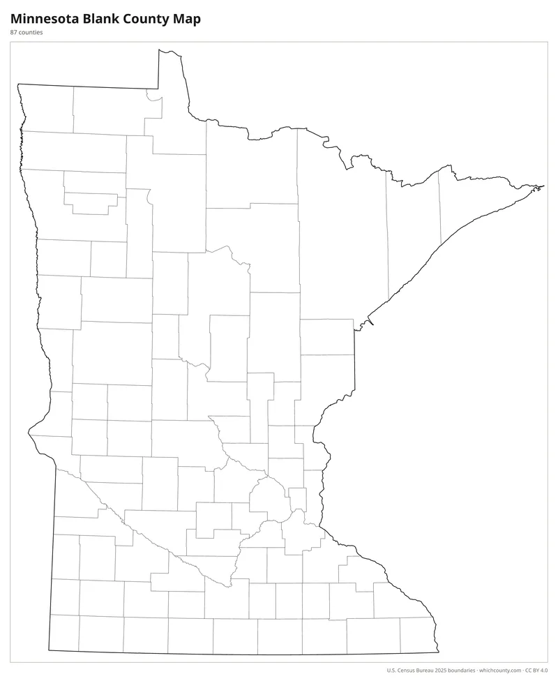 Blank outline map of Minnesota counties