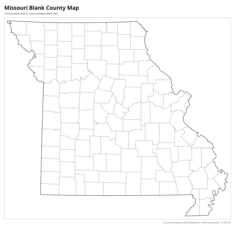 Blank outline map of Missouri counties