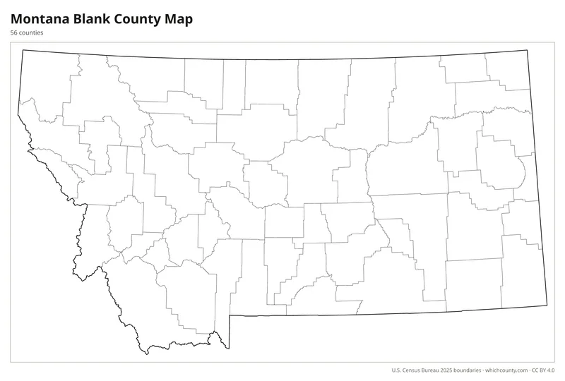 Blank outline map of Montana counties