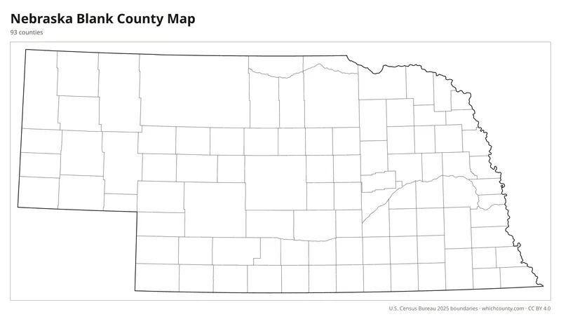 Blank outline map of Nebraska counties