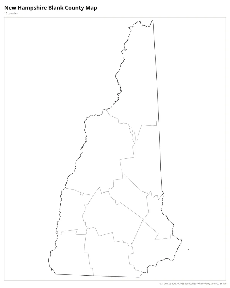 Blank outline map of New Hampshire counties