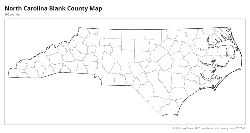 Blank outline map of North Carolina counties