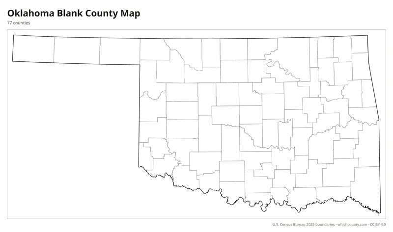 Blank outline map of Oklahoma counties