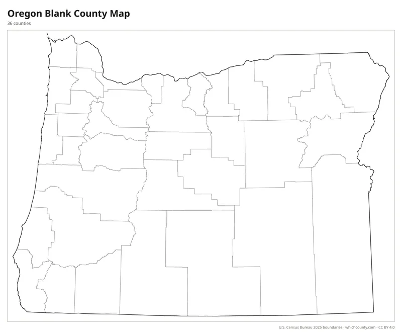 Blank outline map of Oregon counties