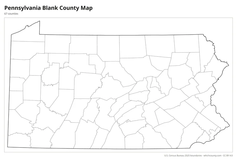 Blank outline map of Pennsylvania counties