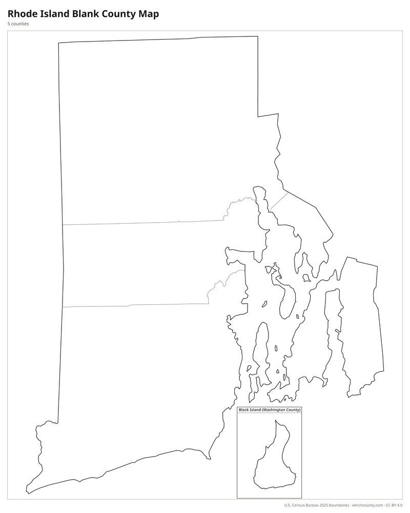 Blank outline map of Rhode Island counties
