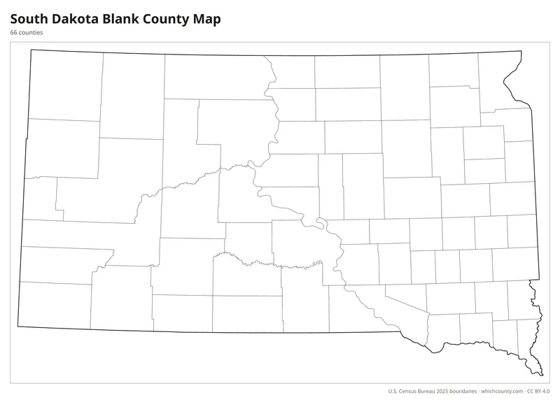 Blank outline map of South Dakota counties