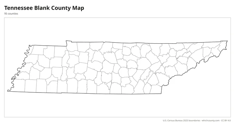 Blank outline map of Tennessee counties