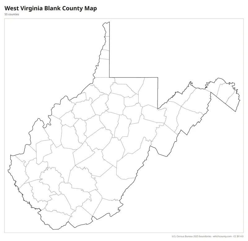 Blank outline map of West Virginia counties