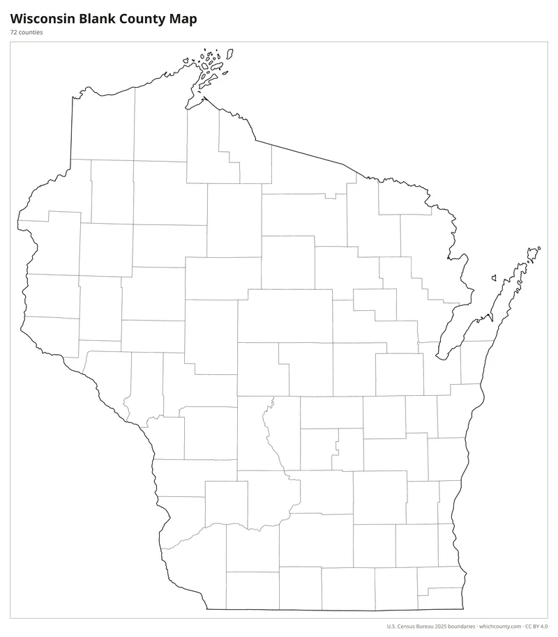 Blank outline map of Wisconsin counties