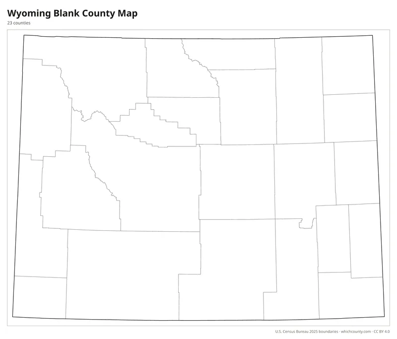 Blank outline map of Wyoming counties